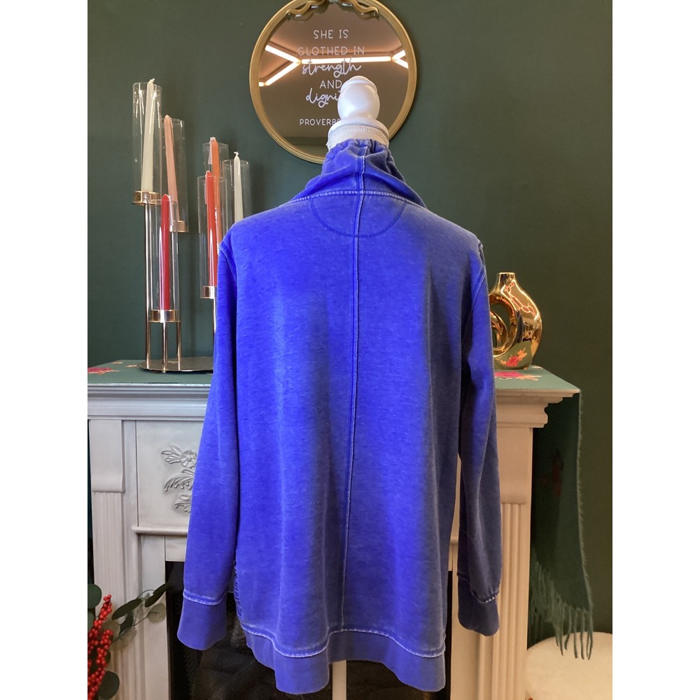 Calvin Klein Women's Blue Tie Dye Cowl Neck Sweatshirt Pullover Top L G - Picture 2 of 4